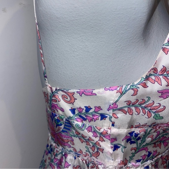 See By Chloe Dress Mini Spaghetti Strap Floral Pink Blue Silk Size 4 - Picture 4 of 9
